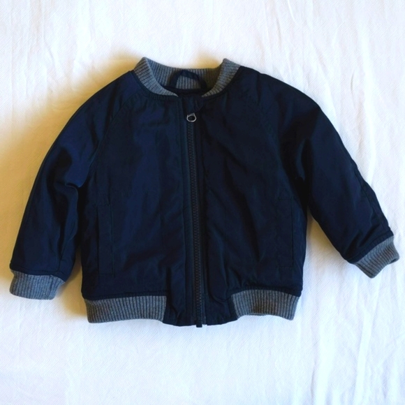 joe fresh padded navy bomber jacket with ribbed trim 6-12 months baby boy - Picture 1 of 8